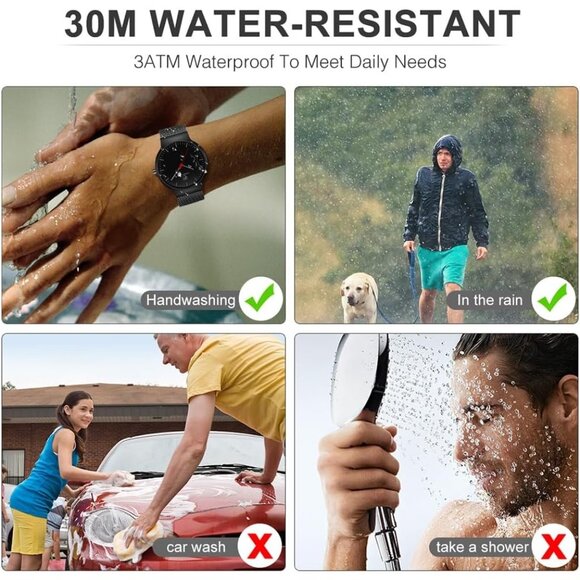 Unisex Ultra Thin Waterproof Analog Quartz Watch with Stainless Steel Mesh Band - Picture 10 of 10